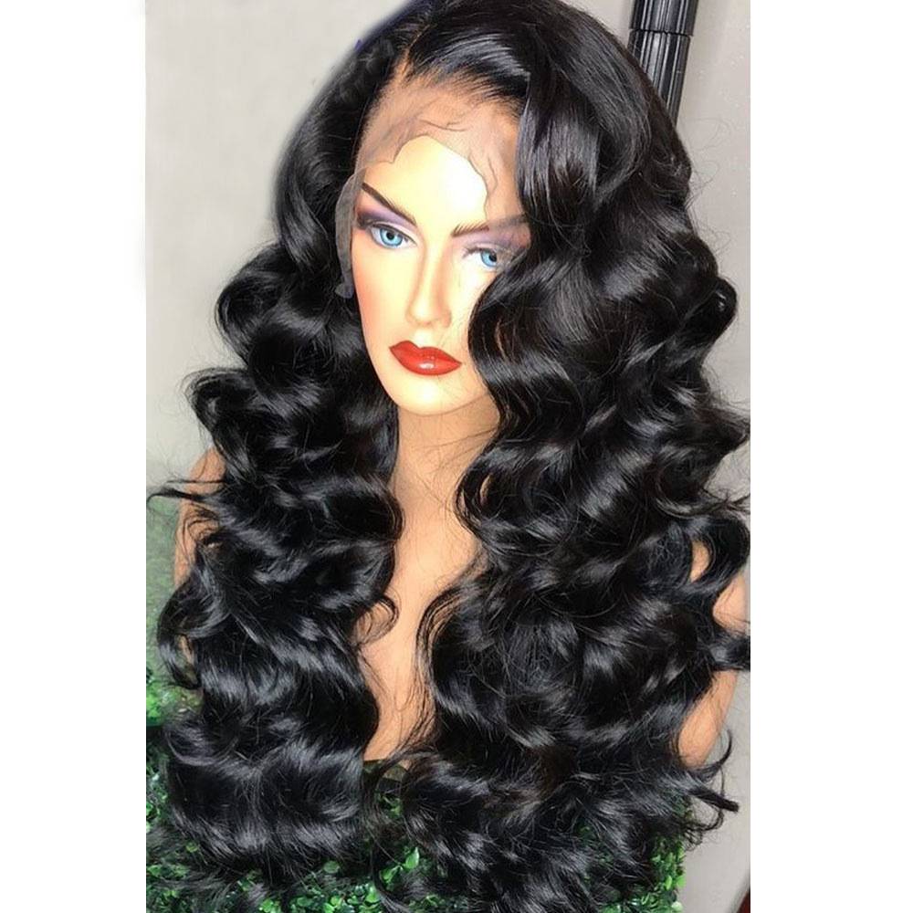 Newly divided into large wave long curly hair wig fluffy black long hair European and American ladies African chemical fibrous hood