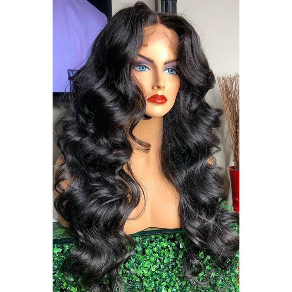 Newly divided into large wave long curly hair wig fluffy black long hair European and American ladies African chemical fibrous hood