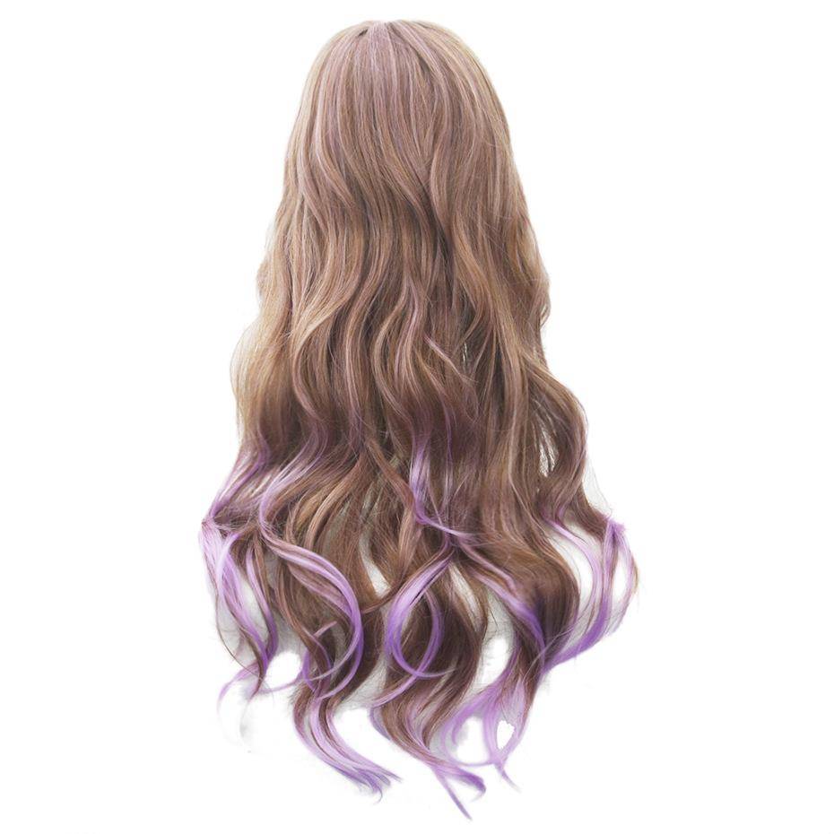 cos wig Light purple mixed color linen long curly curly curly European and American anime wigs cosplay wigs
