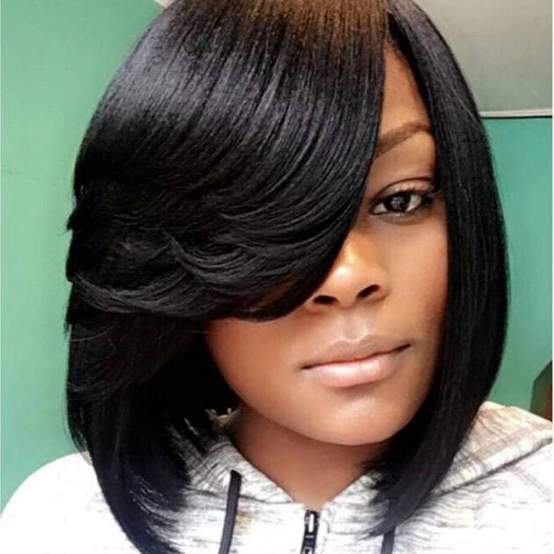 Factory European and American wig Women's fashion short hair bobo oblique bangs high temperature silk full set of spot