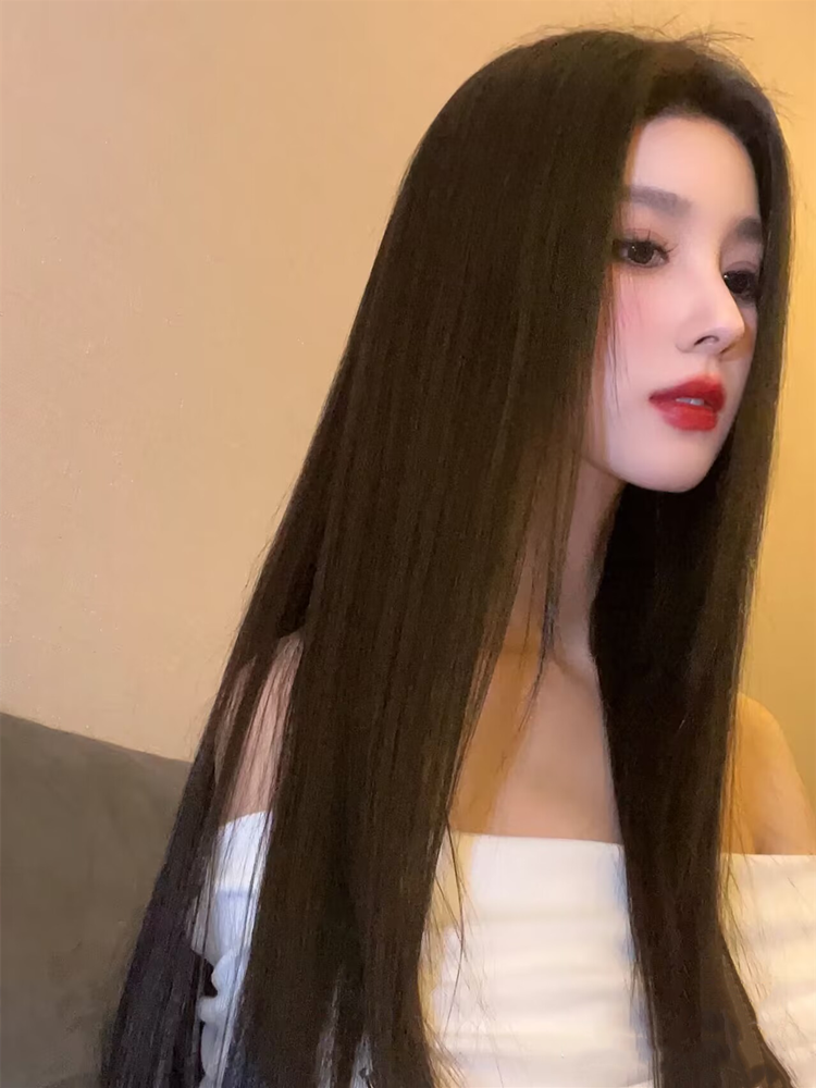 Mid -section Wigmale Nanta Naturally Revitalized Berbin Wigs Student Student Black Top Full Head Full Set