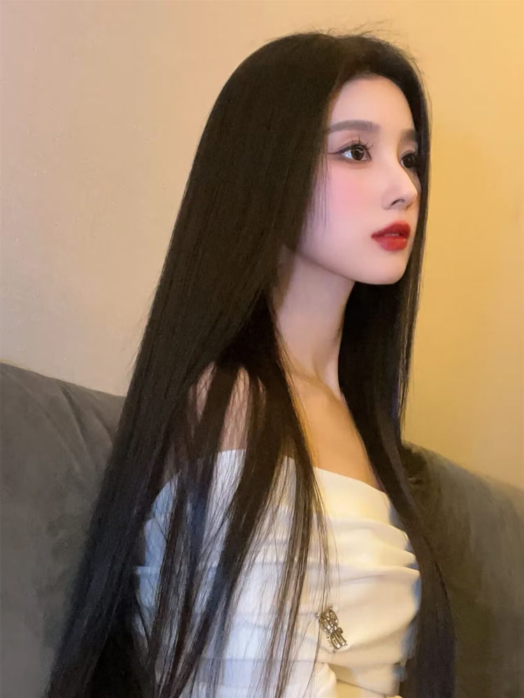 Mid -section Wigmale Nanta Naturally Revitalized Berbin Wigs Student Student Black Top Full Head Full Set