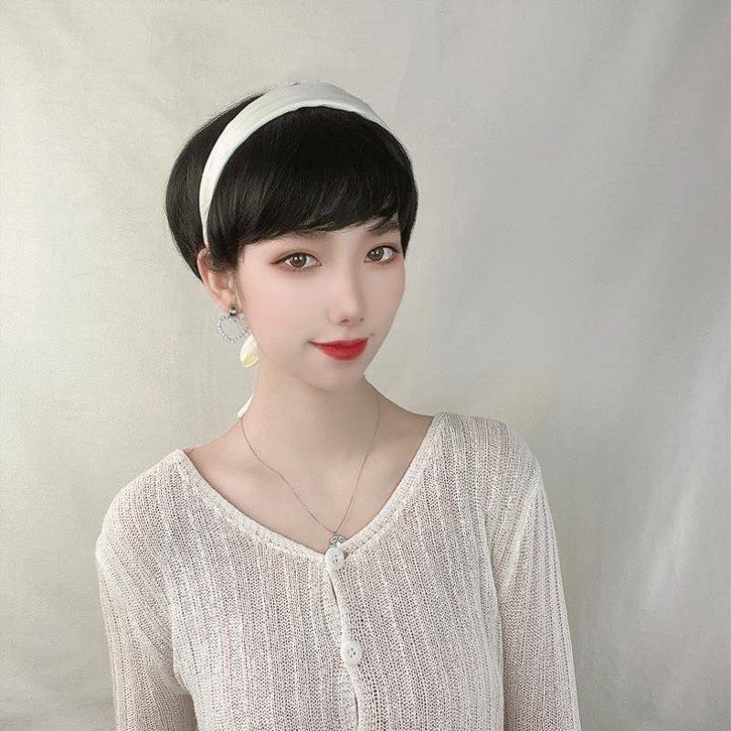 Factory wigs, short straight hair, fashionable short hair, female chemical fibrous head, supporting patterns to customize goods