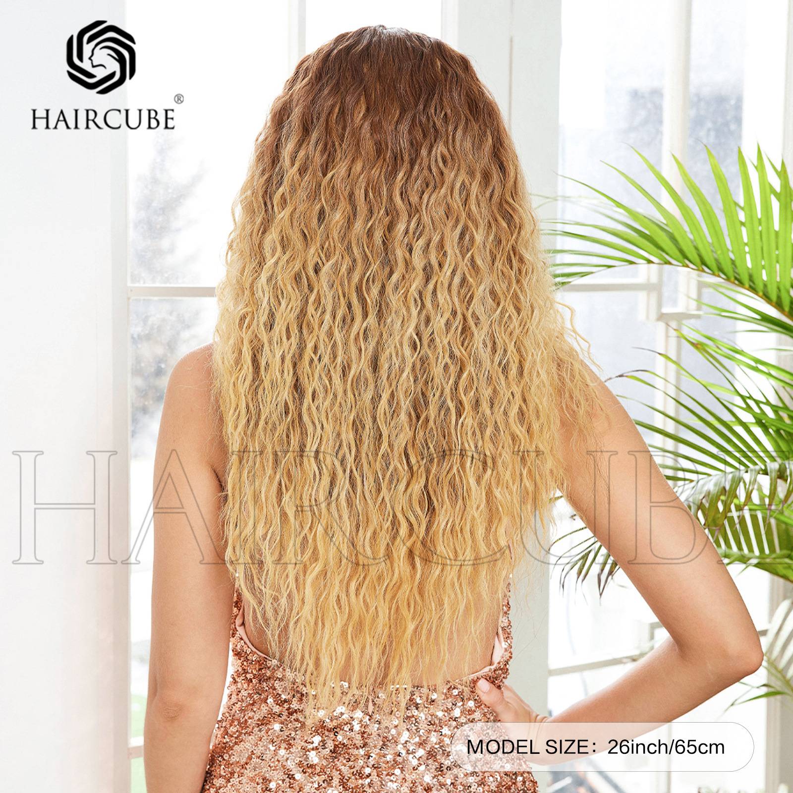 October head set European and American style brown mid -length curly curly daily light color party girls' new models
