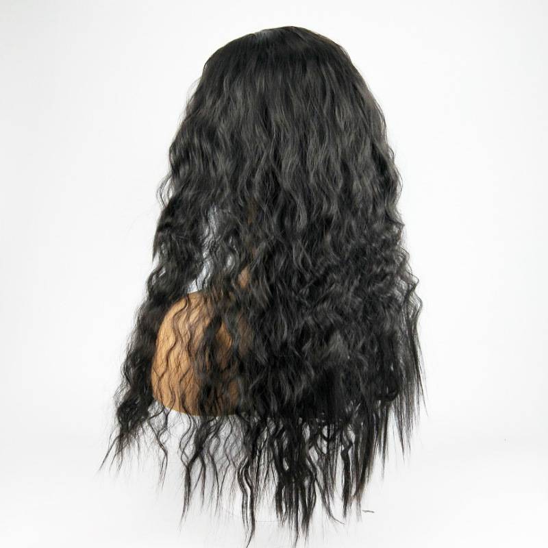 The new wig female African fashion wigs of corn hot black curly hair is divided into bangs high temperature silk head cover