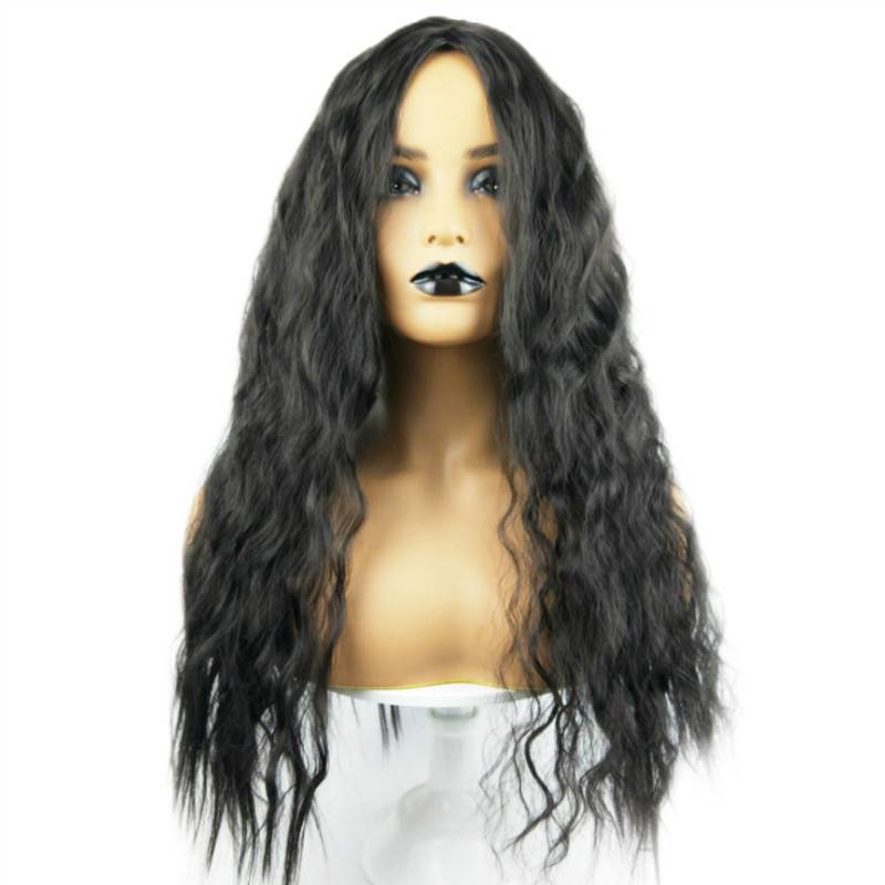 The new wig female African fashion wigs of corn hot black curly hair is divided into bangs high temperature silk head cover