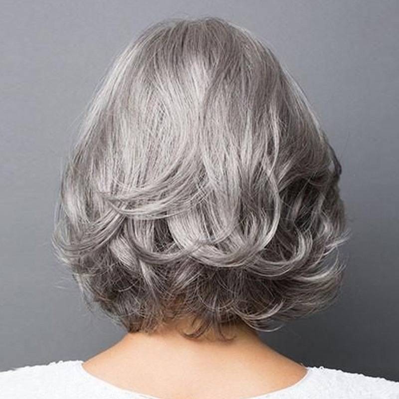 European and American wigs, the elderly short curly hair silver gray short hair, fluffy, fluffy and realistic midfish