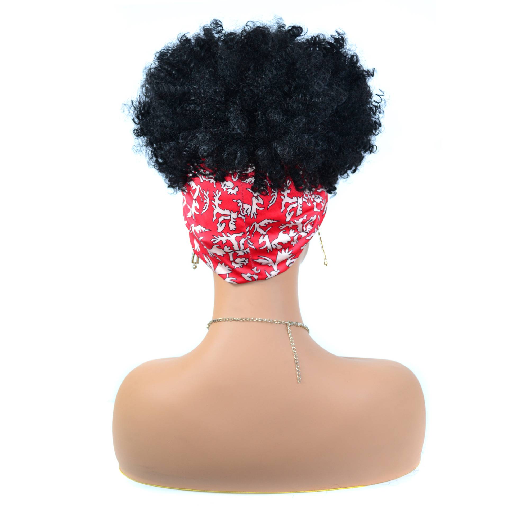 Headscarf fake hair supply of black small roll explosion head wiggle headhers, head scarf head cover wig