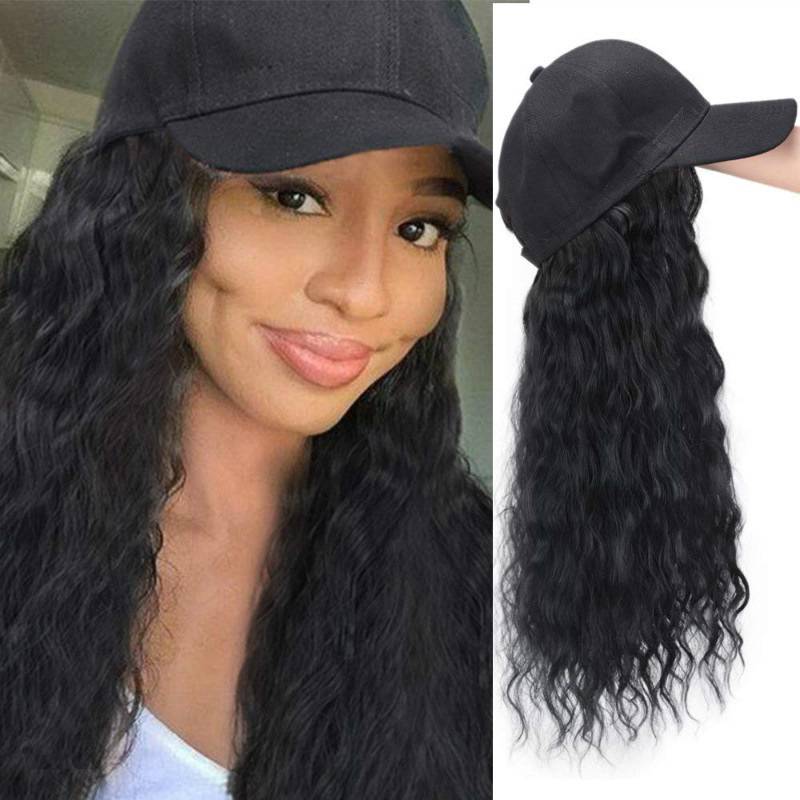 Cross -border cargo source wig female peak hats long hair, wool roll all -in -one African fashion small coil head cover