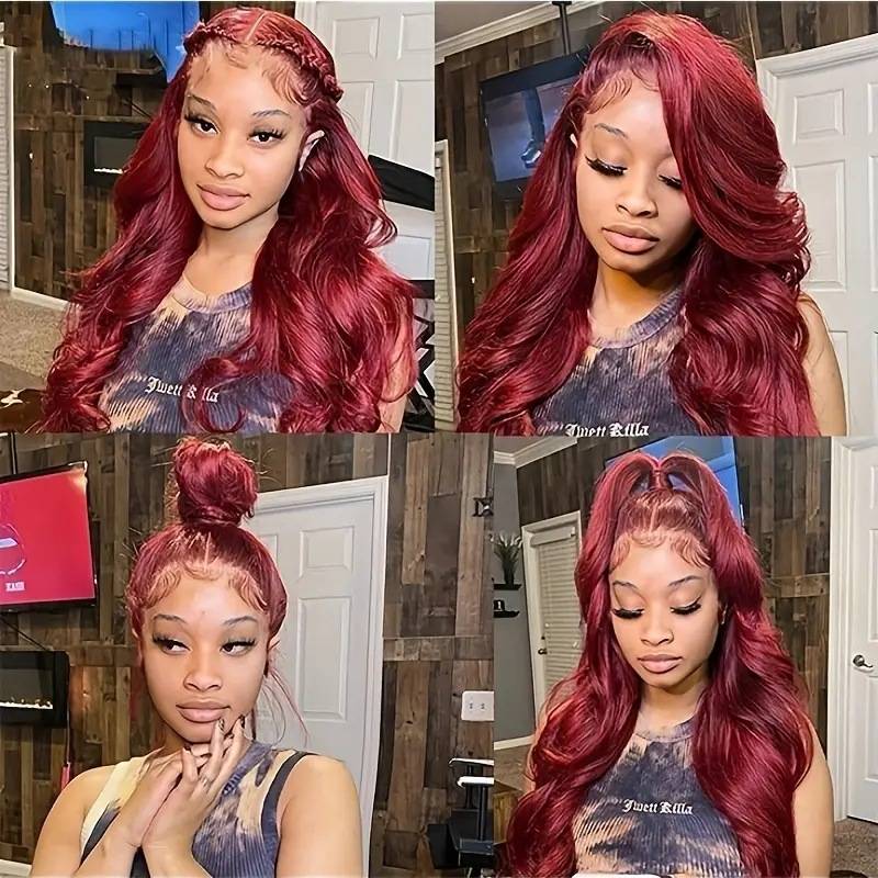 European and American fashion big wave wine red wig cross -border hot sales front lace lace wigs