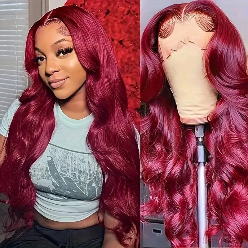 European and American fashion big wave wine red wig cross -border hot sales front lace lace wigs
