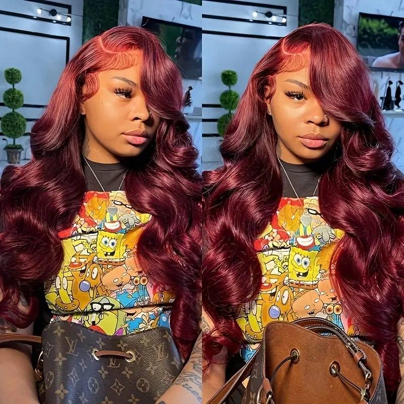 European and American fashion big wave wine red wig cross -border hot sales front lace lace wigs