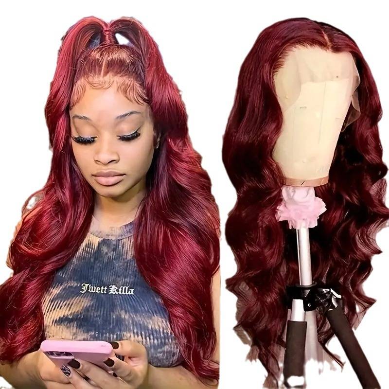 European and American fashion big wave wine red wig cross -border hot sales front lace lace wigs