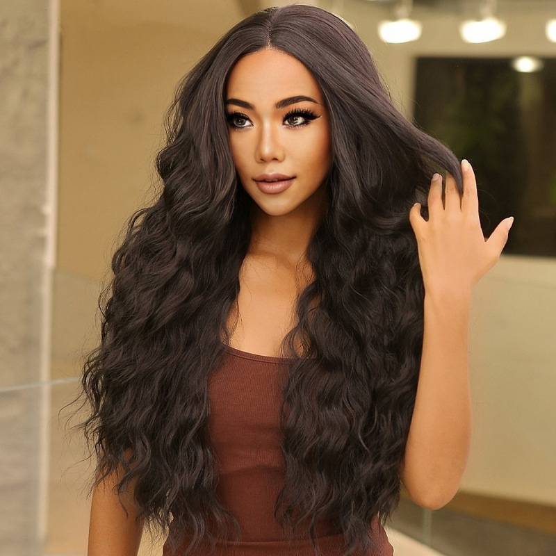 Amazon European and American wig female black long curly chemical fiber full -headed full -headed African medium -sized small curl long hair manufacturers direct sales