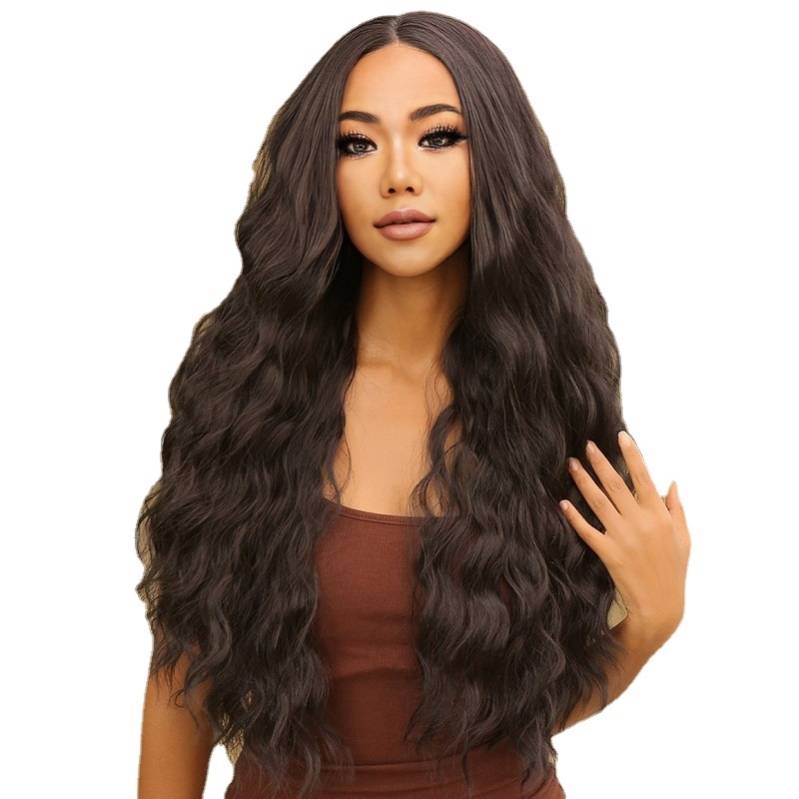 Amazon European and American wig female black long curly chemical fiber full -headed full -headed African medium -sized small curl long hair manufacturers direct sales