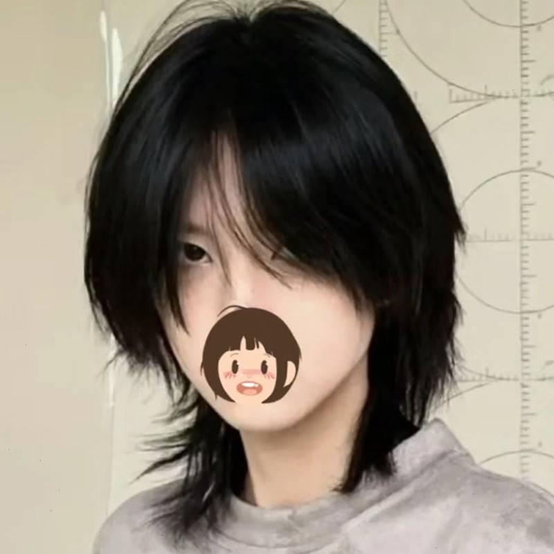 The catfish head wig Men's short hair Japanese wolf tail personality trend trend teenager feel fluffy natural simulation full head set