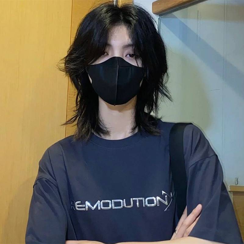 The catfish head wig Men's short hair Japanese wolf tail personality trend trend teenager feel fluffy natural simulation full head set