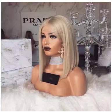 European and American African wig women's fashion brown gold color divided into BOBO head long straight hair wig wigglad