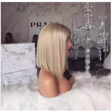 European and American African wig women's fashion brown gold color divided into BOBO head long straight hair wig wigglad