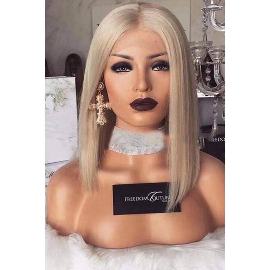European and American African wig women's fashion brown gold color divided into BOBO head long straight hair wig wigglad