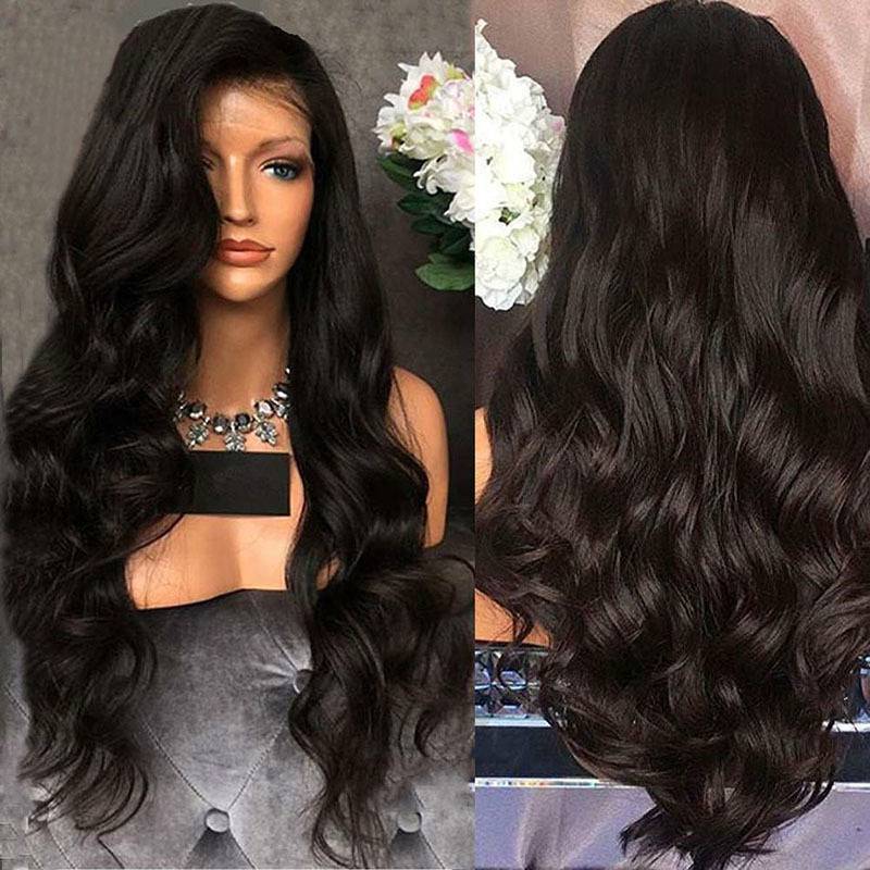Middle wavy long curly hair wig fluffy black long hair European and American ladies African chemical fibrous hood