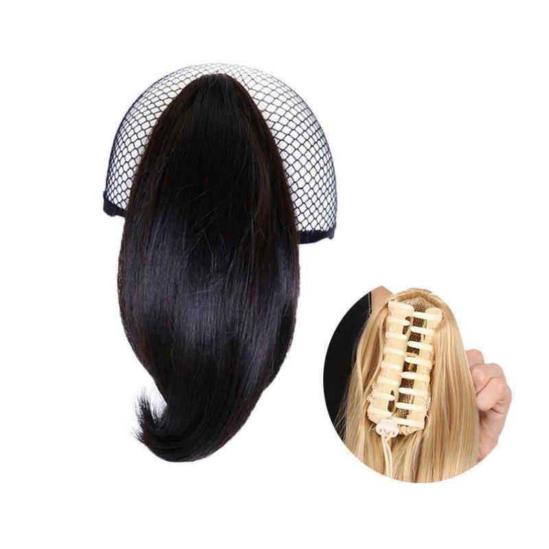 European and American fashion ponytail big grab long straight hair slightly tap internal clip -tailed horsetail high -temperature silk wig ponytail