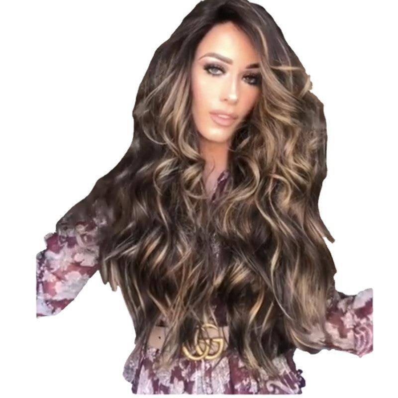 Genuine new European and American wig Women's big wave long curly rose net head set genuine wig manufacturers