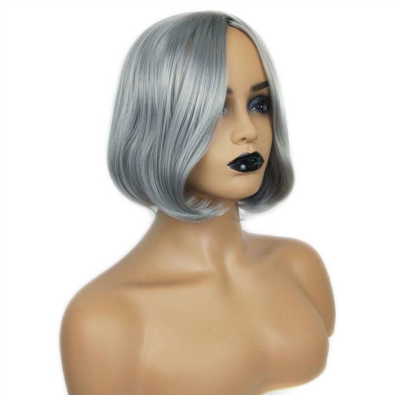 New wig European and American ladies short hair gray bobo head short hair Harajuku original grandma gray pear head cover