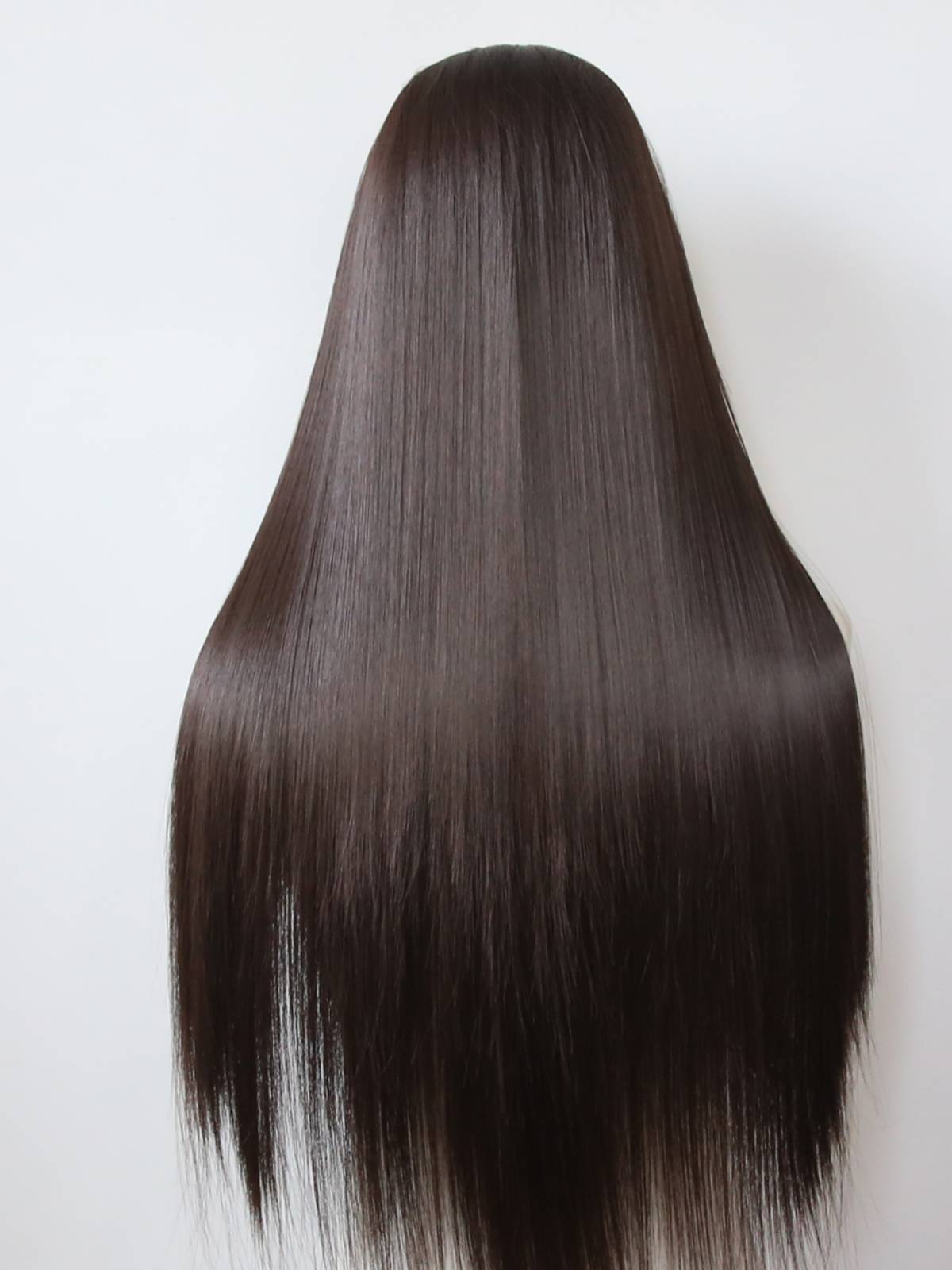 Chocolate brown front lace chemical fiber high -temperature silk wigs white and realistic dark brown European and American long straight hair full wig