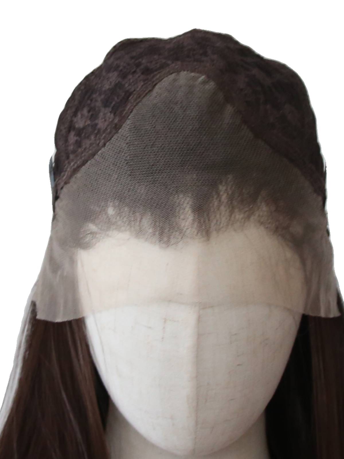 Chocolate brown front lace chemical fiber high -temperature silk wigs white and realistic dark brown European and American long straight hair full wig