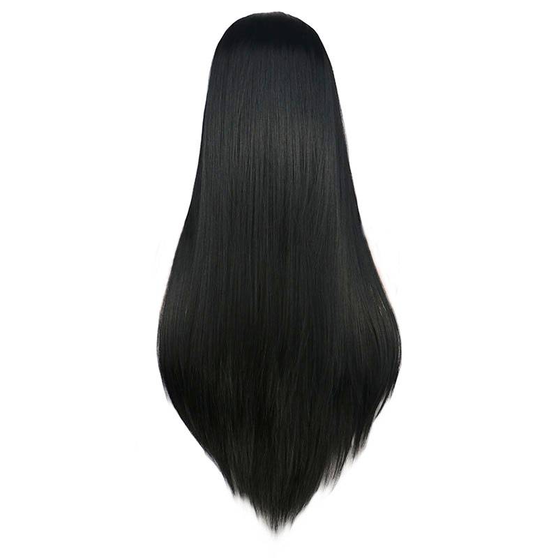 Liu Huan's same star black mid -length straight -hair Christmas stage performance men and women anti -string men's wig performances
