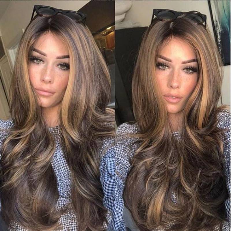 Factory direct selling European and American fake head sleeve women among women's long curly hair fashion fiber wigs