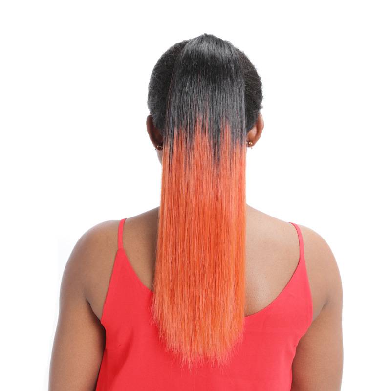 Packing straight hair ponytail mid -length wig ponytail gradient color straight hair wig ponytail ponytail straight