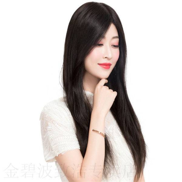 Wig female long straight hair is naturally realistic in the real -life hair stylish face, the old mother's full head set