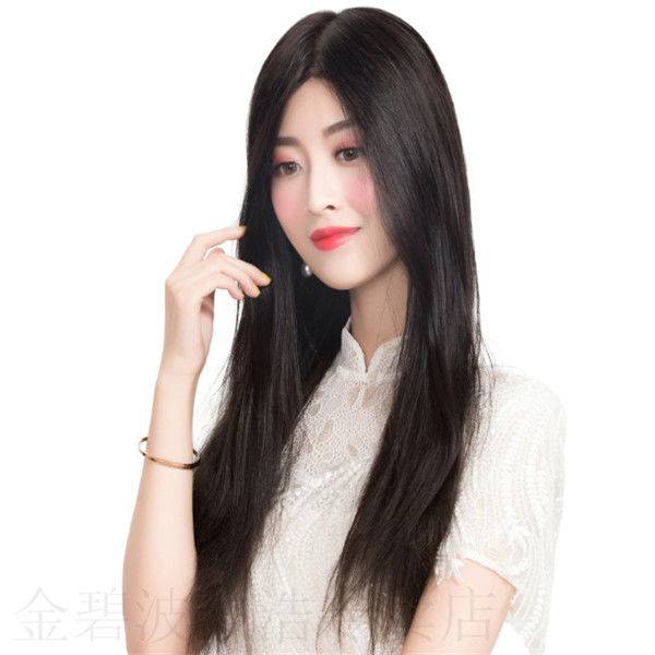 Wig female long straight hair is naturally realistic in the real -life hair stylish face, the old mother's full head set