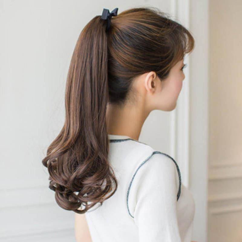 Broken ponytail wig Fashion high -temperature strap -type short ponytail black brown ponytail simply wear
