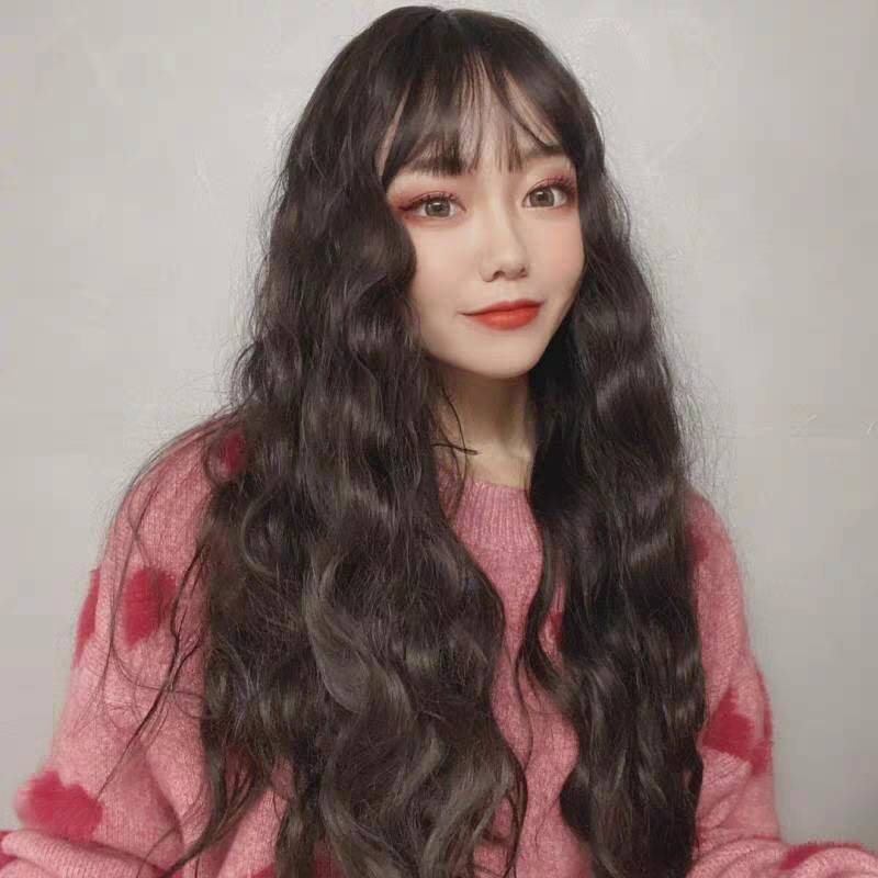 Source wig Female long curly hair ripple corn hot curly long hair high temperature silk mechanism headhole wholesale