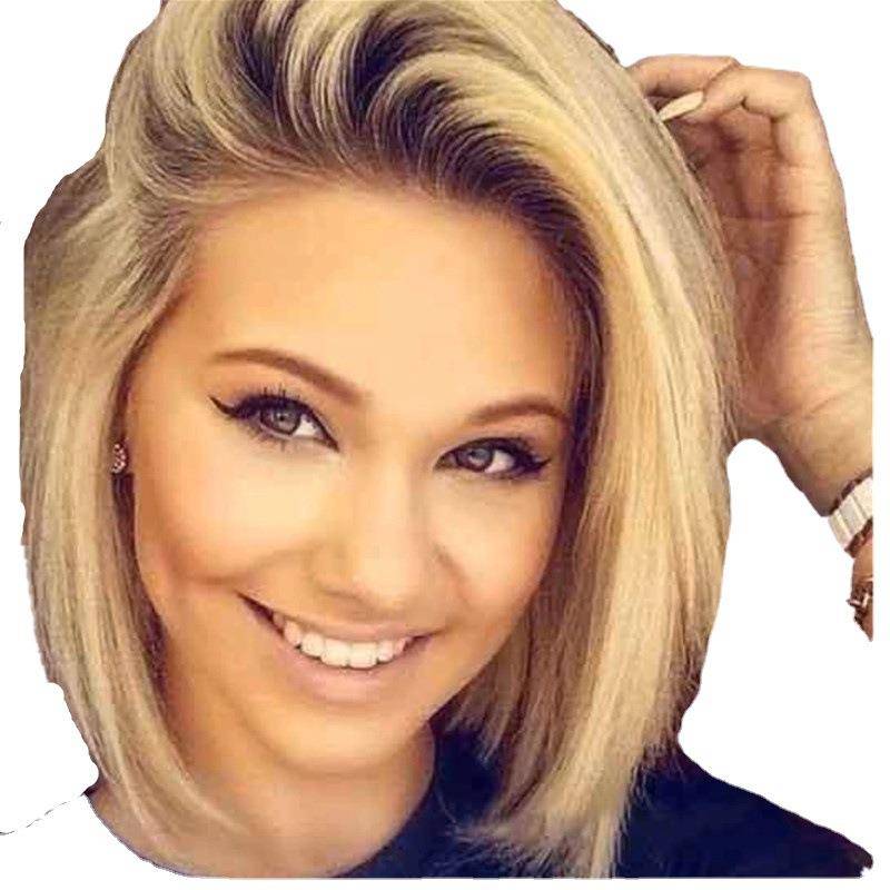 European and American genuine female wig genuine new gradient high -temperature silk rose net short straight hair wig wigs