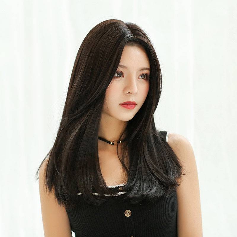 Factory wholesale wig Ms. Divided Liu Hai long hair fluffy naturally buckle rolled fiber wig