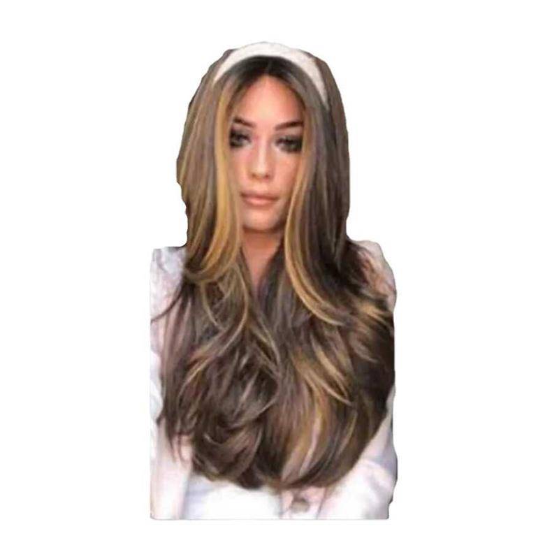 Amazon new product cross -border European and American wig women's gradient color long roll headset hair rose net cross -border wig