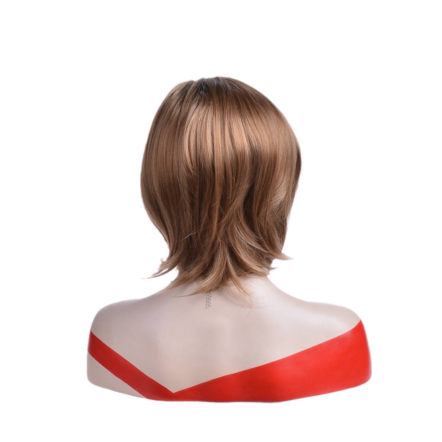 Wigs in European and American fashion ladies short curly hair gradient brown fluffy fibrous wig