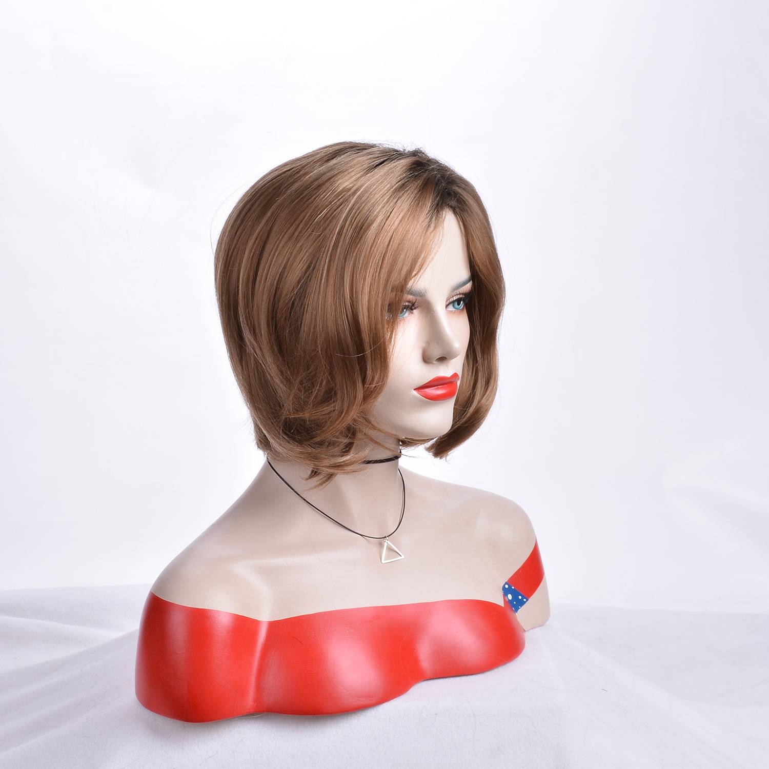Wigs in European and American fashion ladies short curly hair gradient brown fluffy fibrous wig