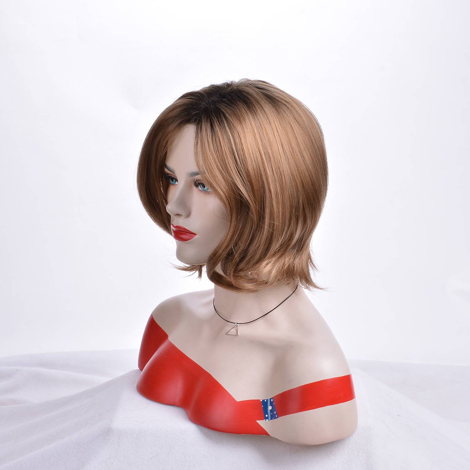 Wigs in European and American fashion ladies short curly hair gradient brown fluffy fibrous wig