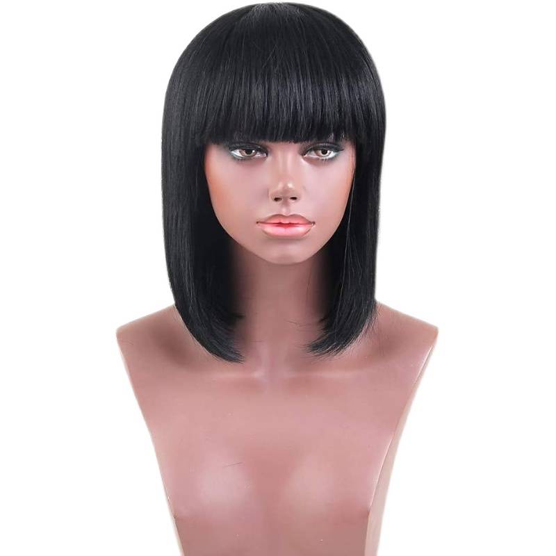 Black long BOBO wigs of high -temperature silk wigs of high -temperature wire wigs wholesale