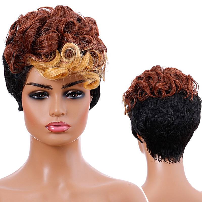 European and American short curly hair cross -border new Amazon new women's fashion wig fiber sleeve