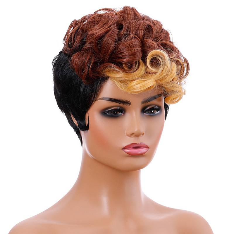 European and American short curly hair cross -border new Amazon new women's fashion wig fiber sleeve