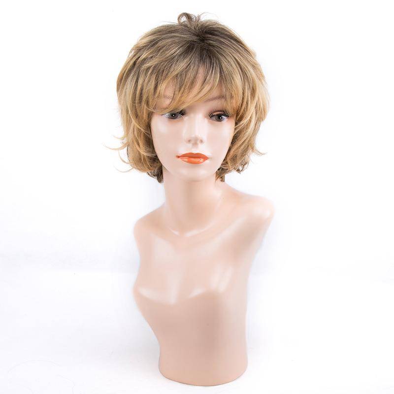European and American wigs, short hair fluffy curly curly curly curly golden fiber head wig hair wig customization