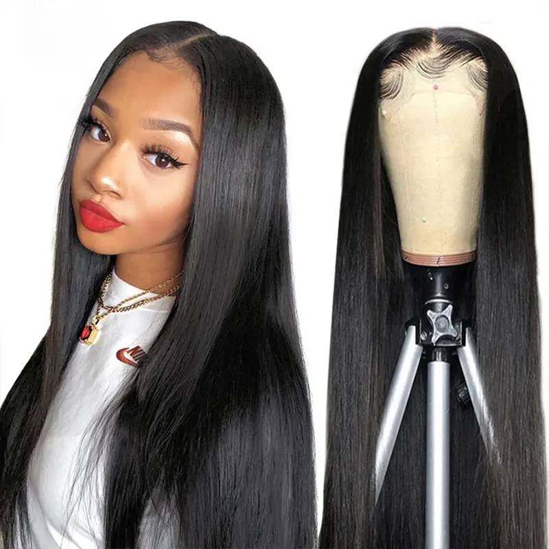 European and American TIKTOK hot -selling wig women are long straight hair wigs hand hook front lace wig head sets spot