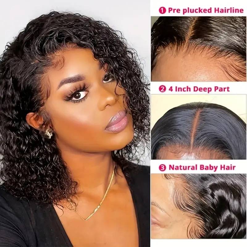 The new European and American little lace wigs of lace wigs, Bobo head, natural black medium -sized short hair chemical fibrous hair