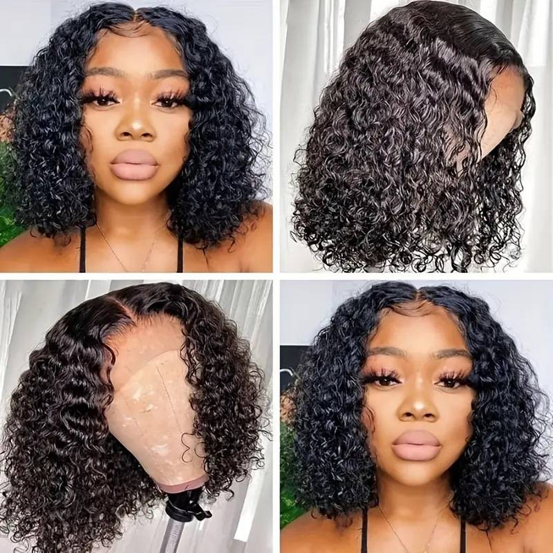 The new European and American little lace wigs of lace wigs, Bobo head, natural black medium -sized short hair chemical fibrous hair